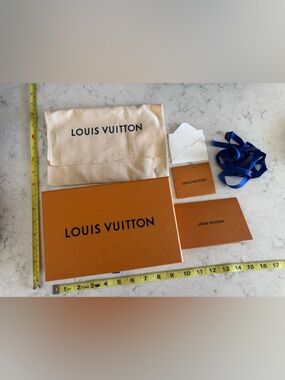 Louis Vuitton Orange Box & Dust Bag, ribbon, gift enclosures